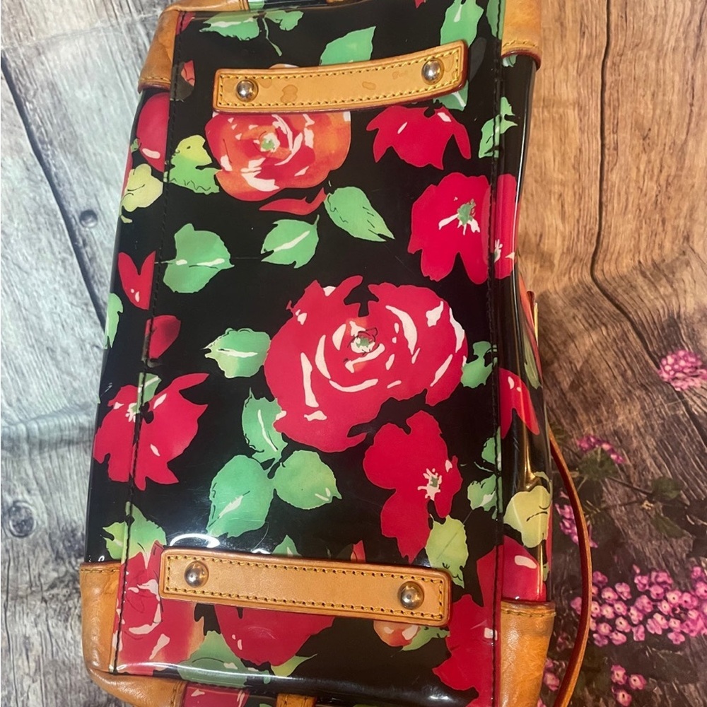Dooney & Bourke Vibrant Floral Satchel with Tan Leather - Picture 6 of 11